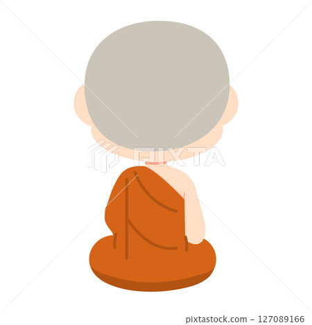 Back View of Meditating Monk 127089166