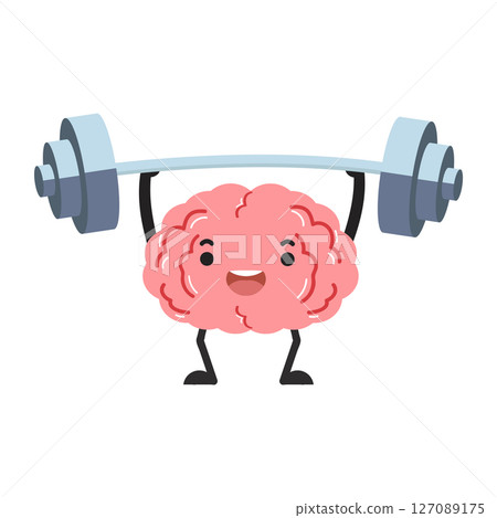 Cartoon Brain Weightlifting Illustration 127089175