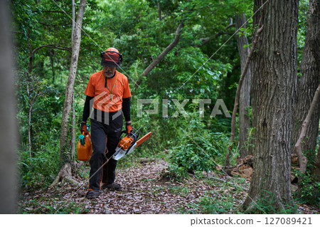 林業、砍伐、工作、高級、鏈鋸 林業、砍伐、工作、高級、鏈鋸 127089421