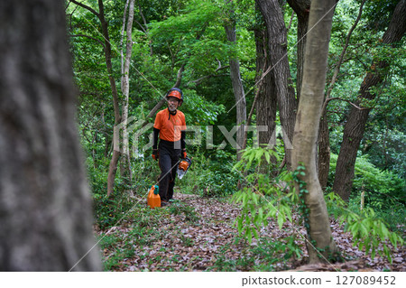 林業、砍伐、工作、高級、鏈鋸 127089452