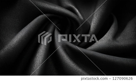 Black Fabric Texture with Textural Details and Artistic Folds 127090626