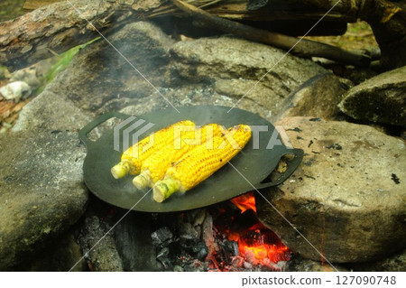 Grilled corn at camp 127090748