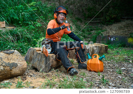 林業、砍伐、工作、高級、鏈鋸 127090789