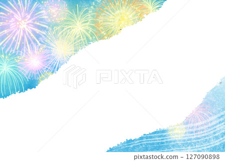A cool frame background material of the summer sky and fireworks A cool frame background material of the summer sky and fireworks 127090898