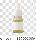 Serum glass bottle with white label realistic vector illustration. Calming facial serum 127091069