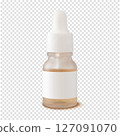 Serum bottle with label mockup 3D realistic vector. Skincare beauty cosmetic product dropper bottle 127091070