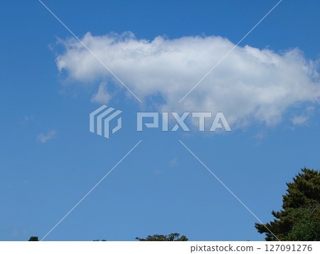 Blue sky with one big cloud 127091276
