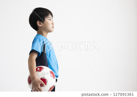 A boy with a soccer ball 127091361