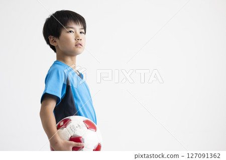 A boy with a soccer ball 127091362