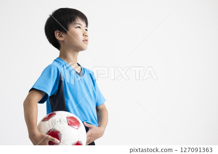 A boy with a soccer ball 127091363