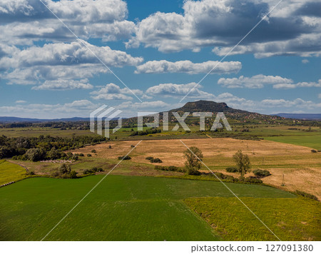 Drone aerial picture from a Hungarian landscape, near the lake Balaton 127091380