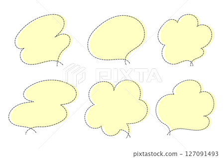 一組簡單可愛的虛線氣泡 - 黃色 127091493