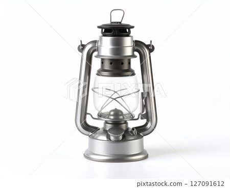 Classic Silver Oil Lantern on Ehite Background 127091612