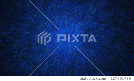 Abstract blue particle explosion effect, futuristic digital burst with speed motion effect and glowing light rays background 127091789