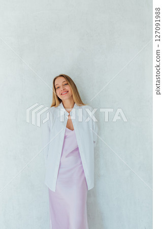 Portrait of a beautiful fashion blonde woman with a smile Portrait of a beautiful fashion blonde woman with a smile 127091988