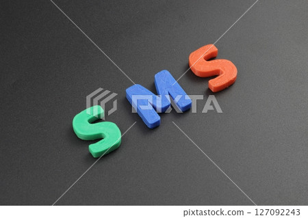 3D "SMS" letters connecting business and everyday life 3D "SMS" letters connecting business and everyday life 127092243