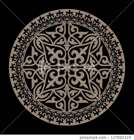 Traditional Persian, Arabic, Turkish, Islamic, Pattern. Circular Geometric Ornament. Circle, frame border. Traditional Ornament for ceramic, carpet, shawl, pillow, cushion, laser, porcelain, diches 127092329