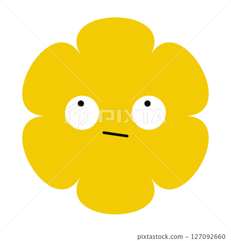 Simple flower emoji showing melancholic emotion. Flat, abstract floral character with gentle colors. 127092660