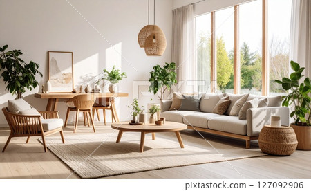 Natural and simple living room 127092906