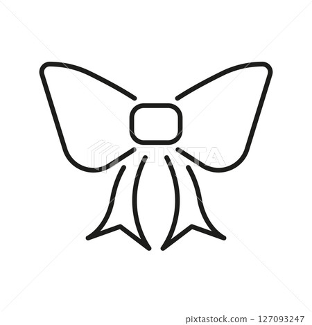 Bow Tie Line Icon. Fashion Accessory, Decoration, And Gift Wrapping Outline Symbol. Elegant Design Element For Celebrations And Events. Editable Stroke. Isolated Vector Illustration 127093247