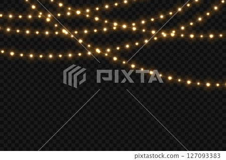 Christmas garland lights glow  127093383