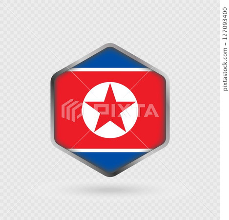 North Korea Flag Icon in Hexagon Shape. North Korea Flag Icon in Hexagon Shape. 127093400