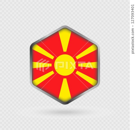 North Macedonia Flag Icon in Hexagon Shape. 127093401
