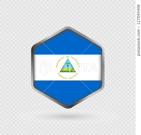 Nicaragua Flag Icon in Hexagon Shape. Nicaragua Flag Icon in Hexagon Shape. 127093406