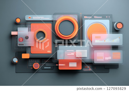 Abstract High-Tech Interface with Orange and Gray Color Scheme. 127093829