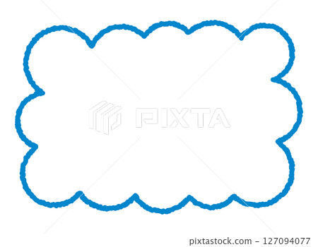 可愛的藍色蠟筆風格相框 127094077