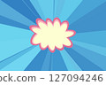 Pop design material with blue radiation background and speech bubble. Advertising, promotion, manga-style illustration 127094246