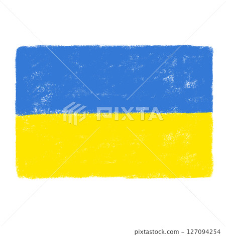 Ukrainian flag crayon touch 127094254