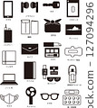 Pictogram-style monochrome illustration set of everyday items 127094296