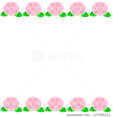 A gentle line frame material decorated with pink hydrangeas 127094332