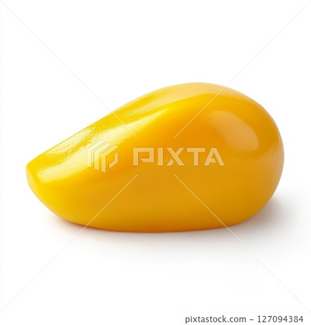 Ripe yellow mango on white background reflecting freshness and tropical flavor 127094384