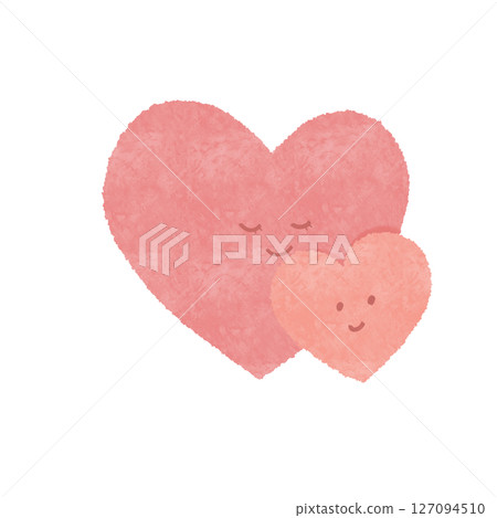 Watercolor heart parent and child 127094510