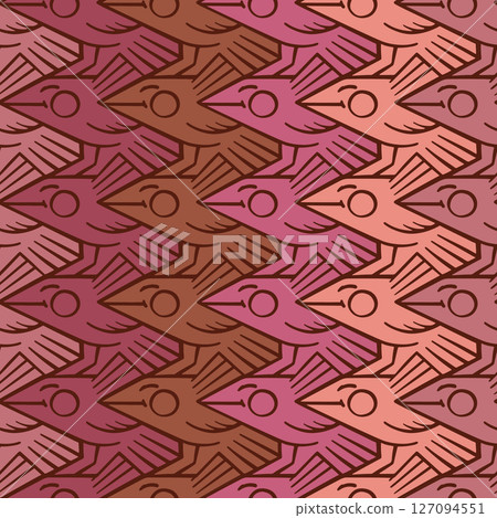 Seamless tessellation bird pattern in warm pink tones Seamless tessellation bird pattern in warm pink tones 127094551