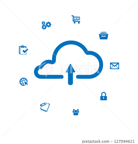 Cloud upload icon surrounded Cloud upload icon surrounded 127094621