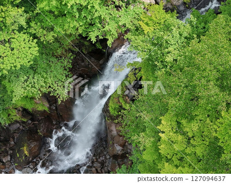 Aerial view of Sankai Falls in early summer Aerial view of Sankai Falls in early summer 127094637