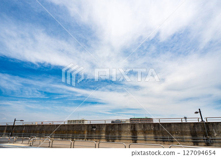 The Nakagawa River and promenade flowing through Okuto under the early summer sky in June The Nakagawa River and promenade flowing through Okuto under the early summer sky in June 127094654
