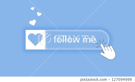 Banner with blue follow me button Banner with blue follow me button 127094999