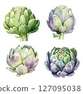 Watercolor style artichoke collection 127095038