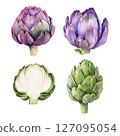 Watercolor artichoke vector set 127095054