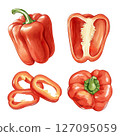 Set of red bell peppers in watercolor style 127095059