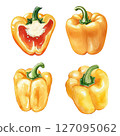 Set of yellow bell peppers in watercolor style 127095062