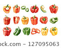 Set of 20 watercolor bell peppers 127095063