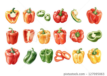 Set of 20 watercolor bell peppers Set of 20 watercolor bell peppers 127095063