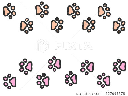 Illustration of cute dog and cat pets walking around with their paws Illustration of cute dog and cat pets walking around with their paws 127095278