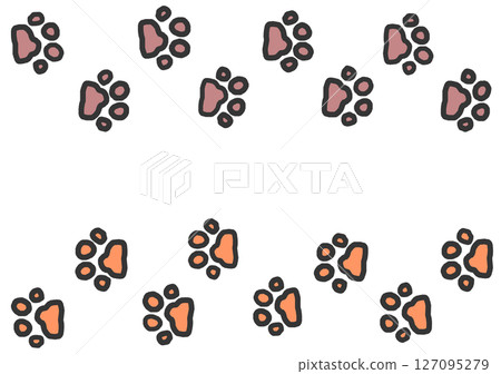Illustration of cute dog and cat pets walking around with their paws Illustration of cute dog and cat pets walking around with their paws 127095279