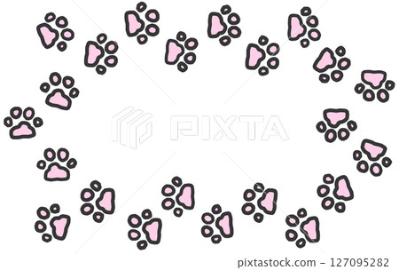 Illustration of cute dog and cat pets walking around with their paws Illustration of cute dog and cat pets walking around with their paws 127095282